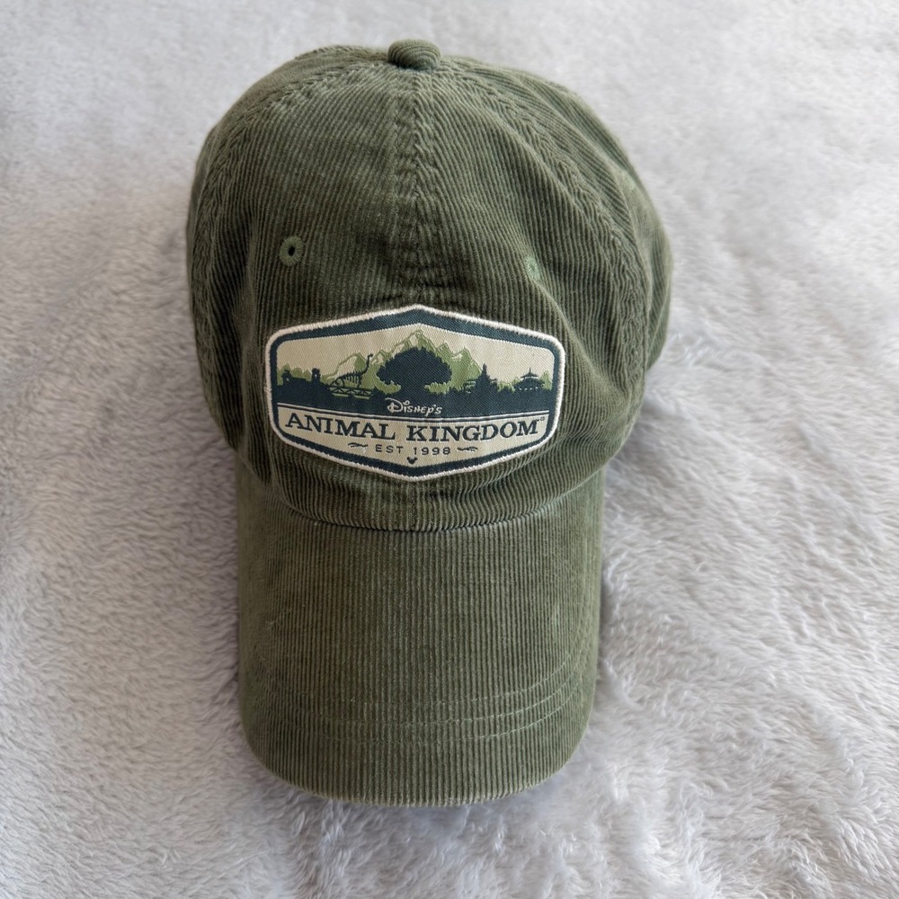 Disney Hat Unisex OS Green Animal Kingdom Corduroy Baseball Cap Adjustable Strap